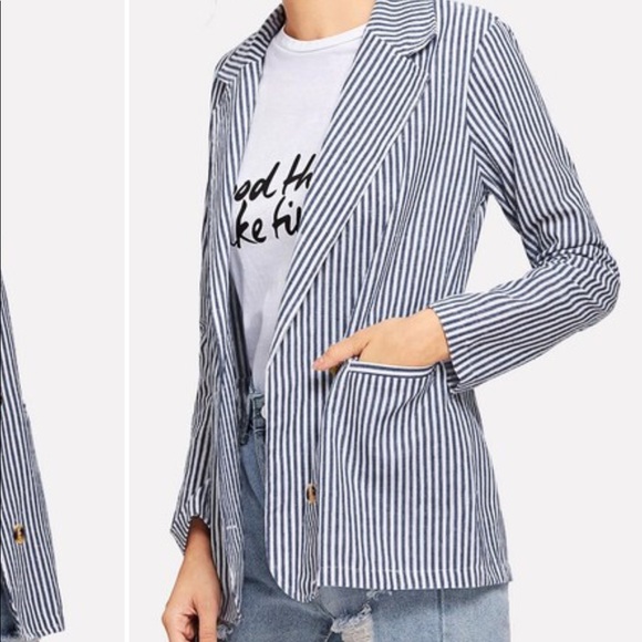 Fitted Summer Striped Blazer, Large - Picture 4 of 4